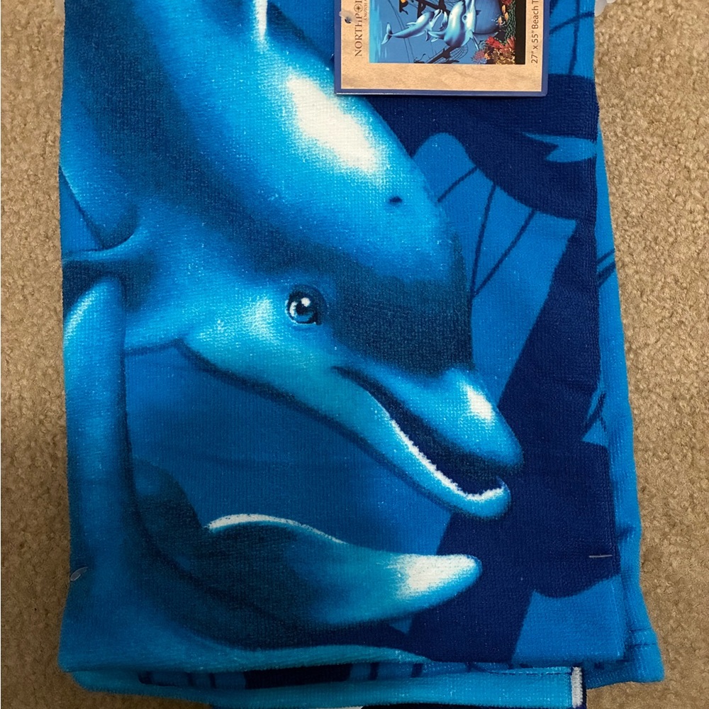 Blue Dolphin Print Towel